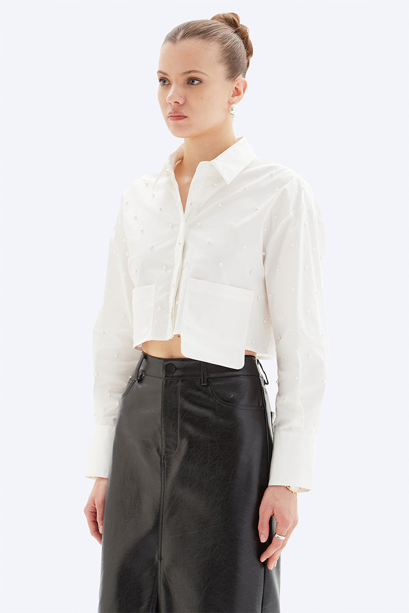 LAURA PEARL ASYMMETRICAL POCKET TOP