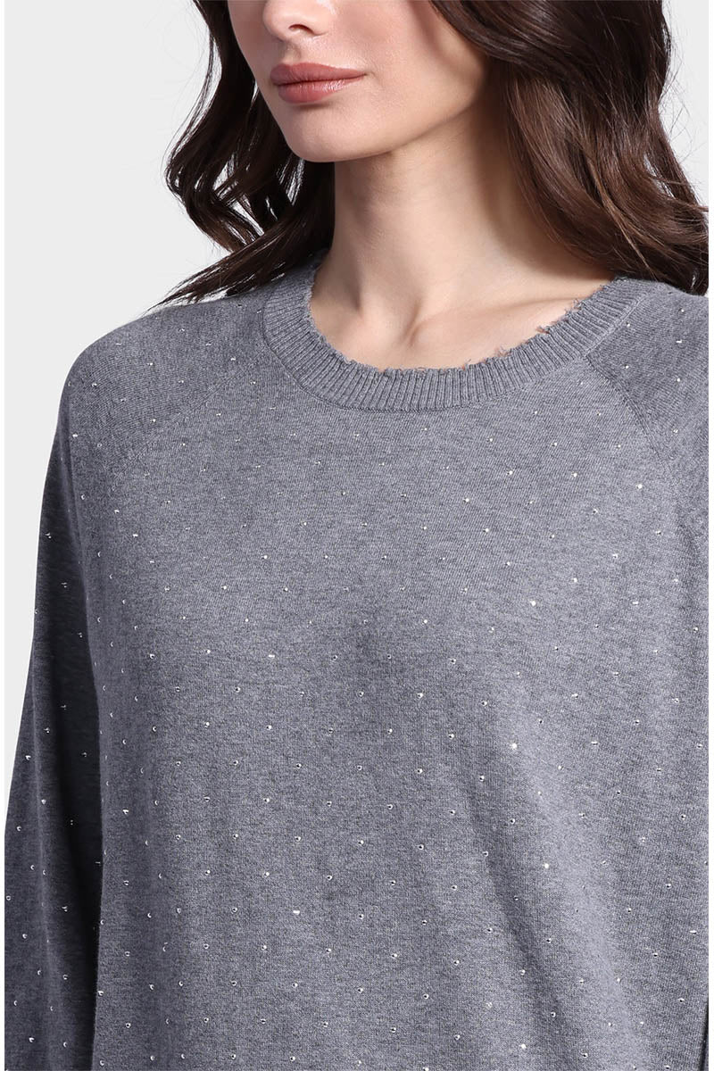 COTTON CASHMERE FRAYED EDGE CREW