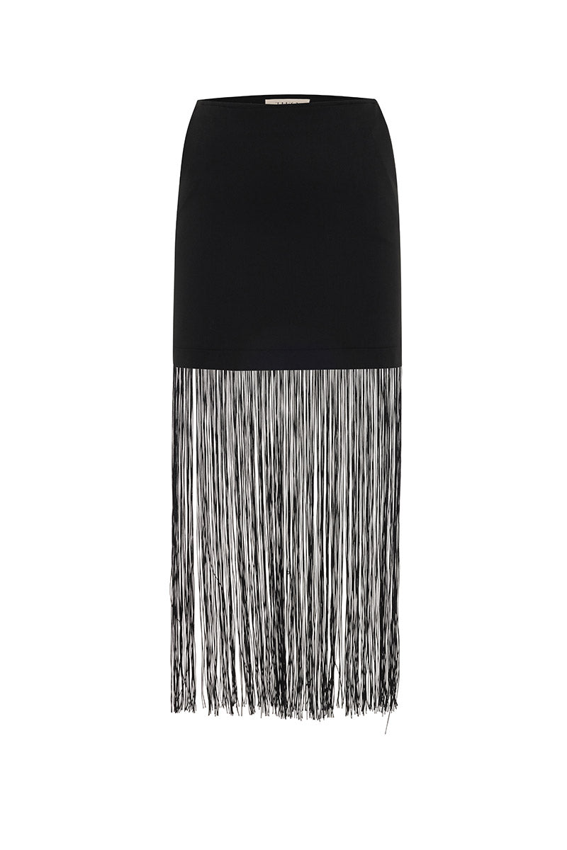 FRINGE LAYERED MINI SKIRT