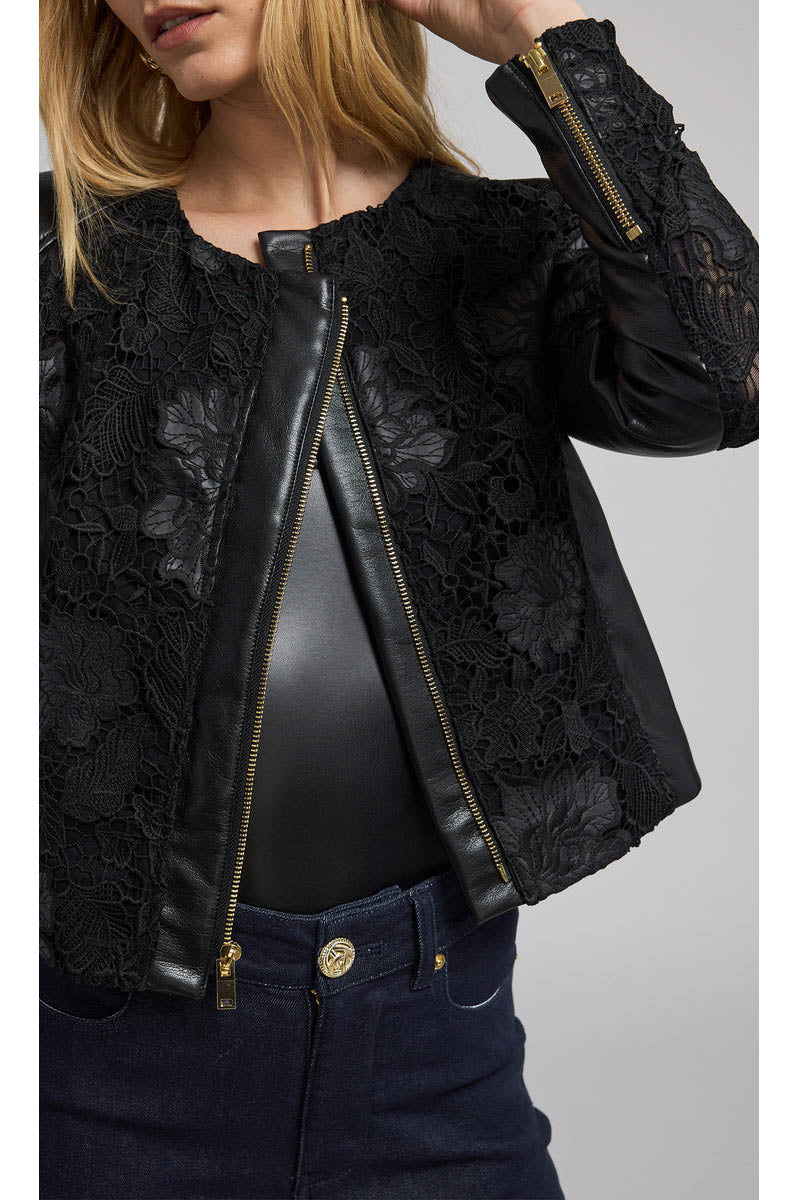 DALMA VEGAN LEATHER GUIPURE JACKET