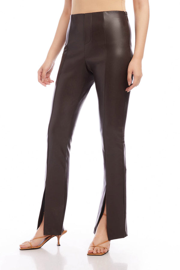 Slit Front Ribbed Trousers - Chocolate or Purple - Just $3