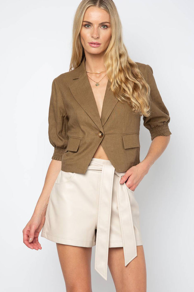 Cropped clearance tan jacket